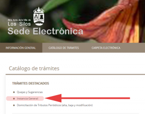 acceso a instancia general de la sede electrónica del ayuntamiento de los silos